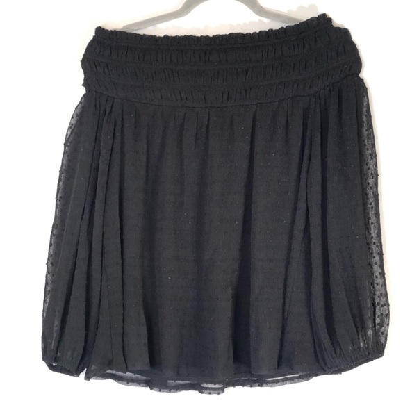 NWT English Factory Smocked Off-the-Shoulder Polka-dot Chiffon Top in Black - Picture 12 of 15